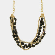 Collana in Metallo multifilo con pietre nere
