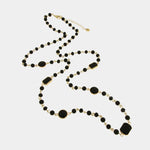 Collana in Metallo lunga con perle e pietre nere - BYSIMON gioielli