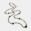 Collana in Metallo lunga con perle e pietre nere