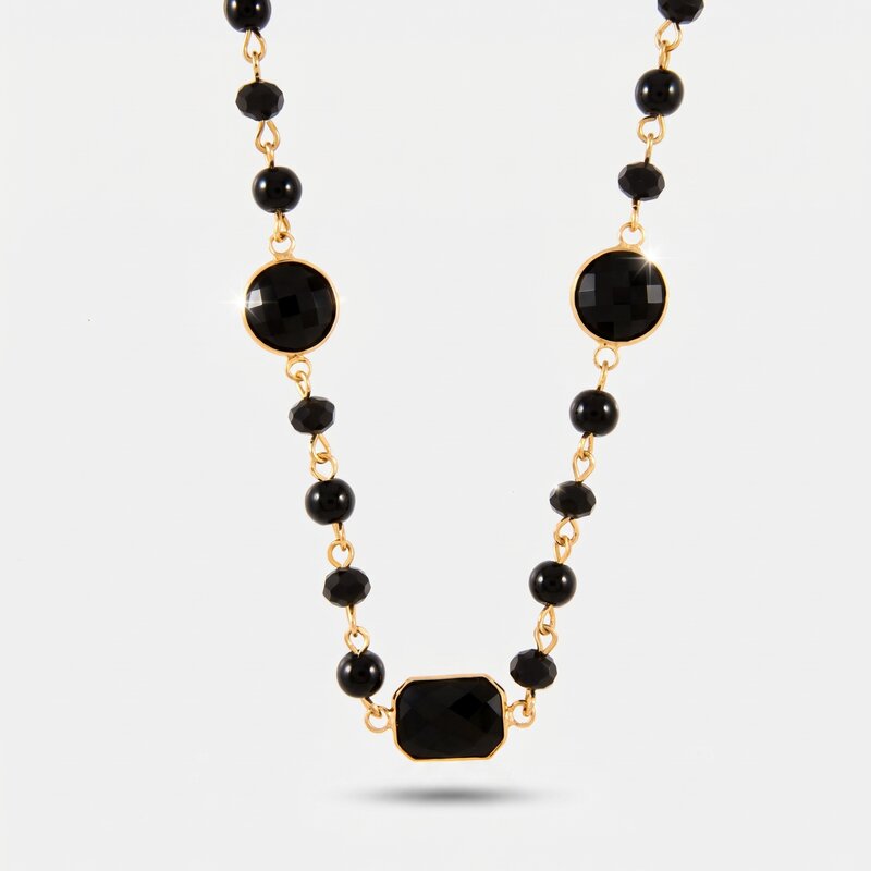 Collana in Metallo con perle e pietre nere AMOVENEZIA - gioiello BySimon