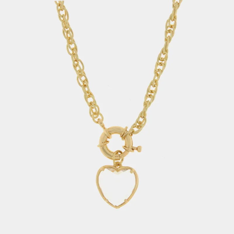 Collana in Metallo con cuore bianco - BYSIMON gioielli