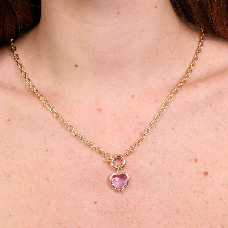 Collana in Metallo con cuore lilla - BYSIMON gioielli