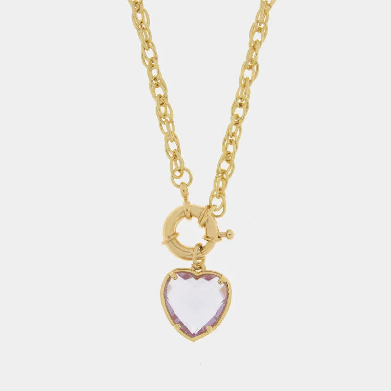 Collana in Metallo con cuore lilla - BYSIMON gioielli