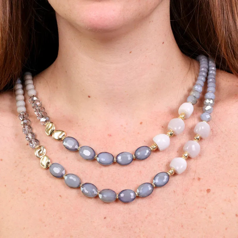 Collana in Metallo con pietre nelle sfumature del tortora - BYSIMON gioielli