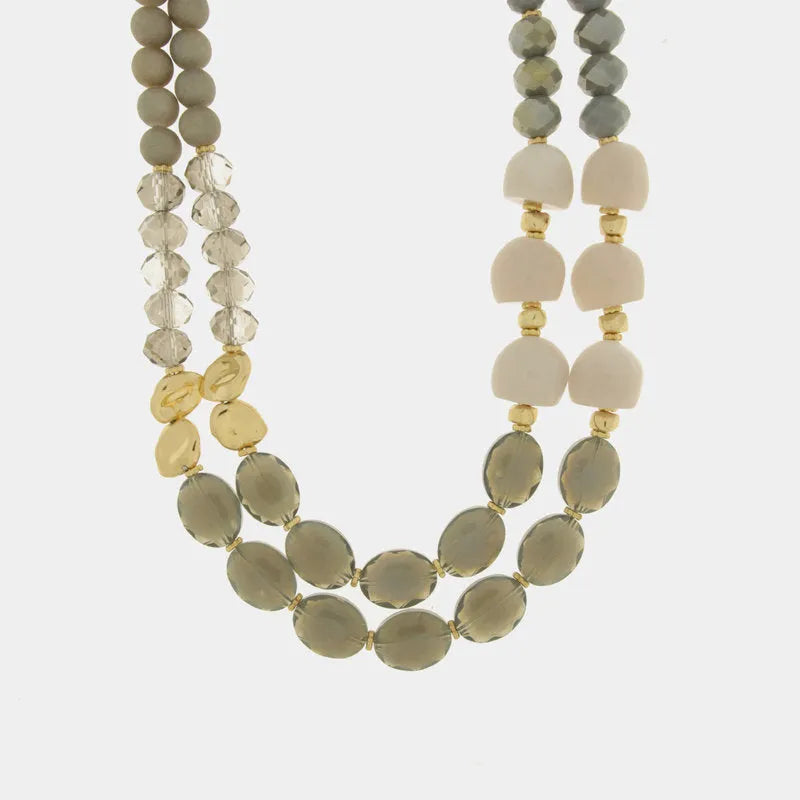Collana in Metallo con pietre nelle sfumature del tortora - BYSIMON gioielli
