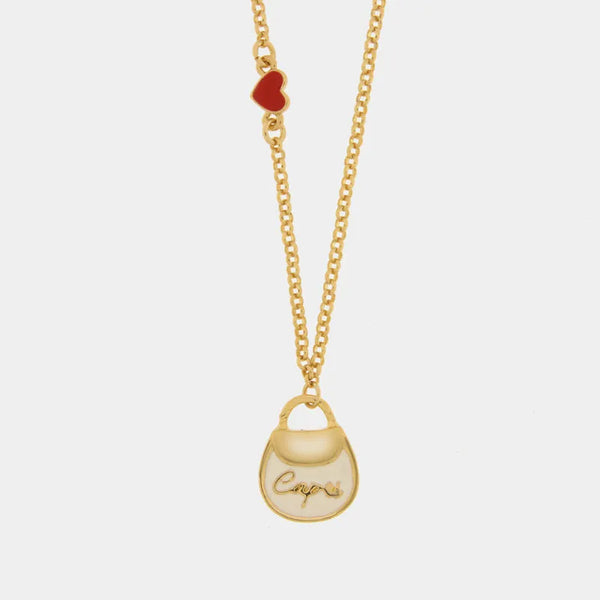 Collana in Metallo con borsa bianca scritta capri e cuore - BYSIMON gioielli