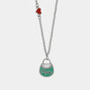 Collana in Metallo con borsa verde acqua scritta capri e cuore