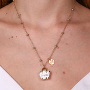 Collana in Metallo con borsa bianca scritta capri pendente