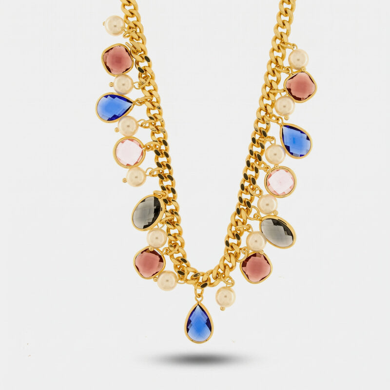 Collana in Metallo con perle e cristalli colorati AMOVENEZIA - gioiello BySimon