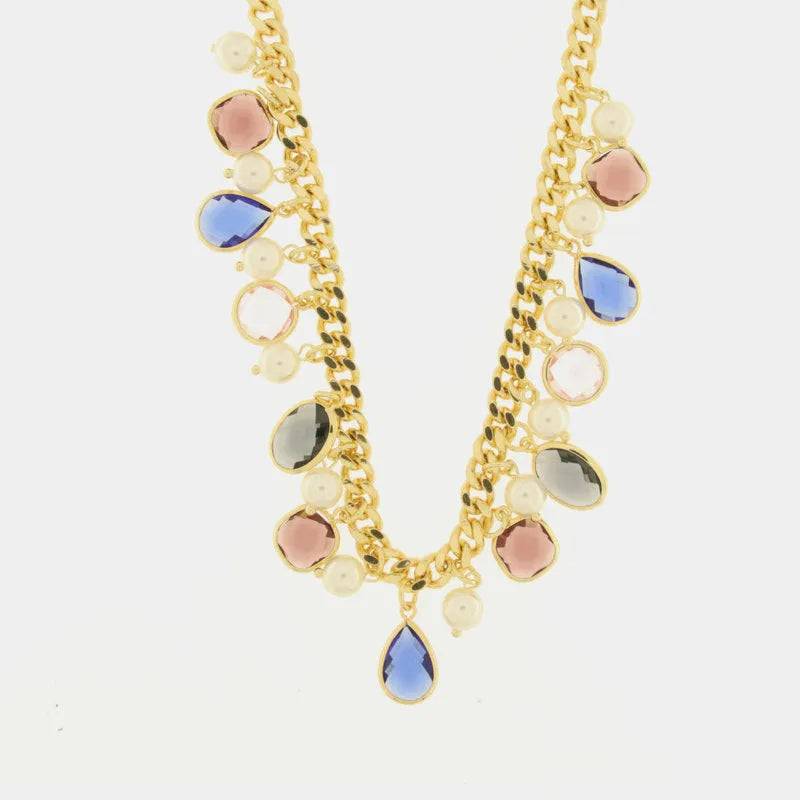 Collana in Metallo con perle e cristalli colorati AMOVENEZIA - gioiello BySimon