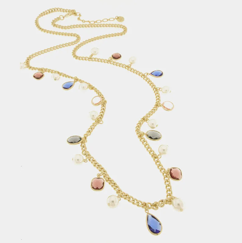 Collana in Metallo con perle e cristalli