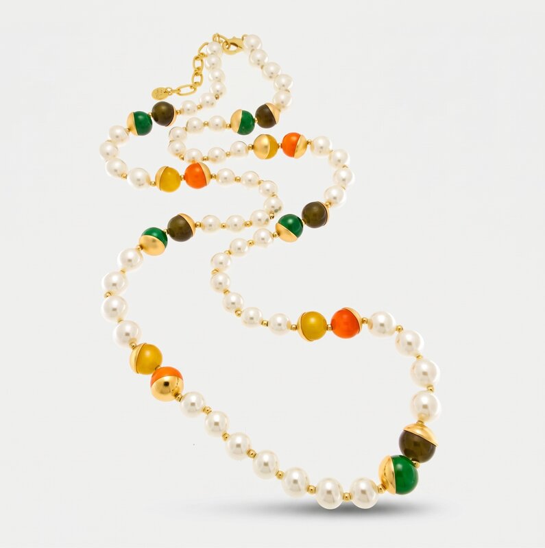 Collana in Metallo con perle e pietre colorate - BYSIMON gioielli