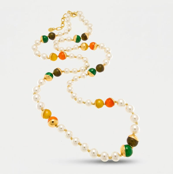 Collana in Metallo con perle e pietre colorate - BYSIMON gioielli
