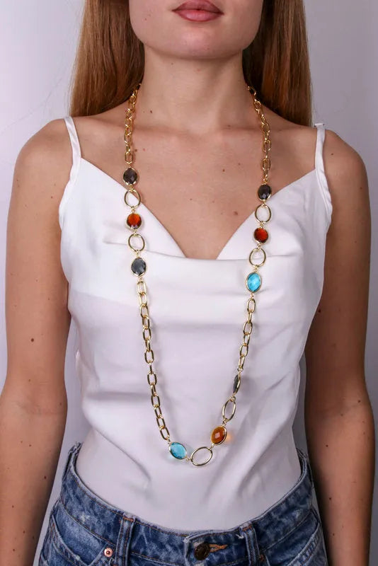 Collana in Metallo con cristalli colorati - BYSIMON gioielli