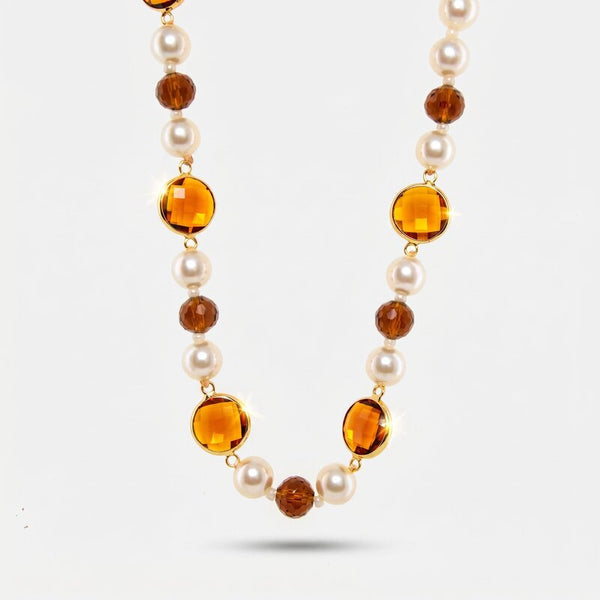 Collana in Metallo con perle e cristalli marroni - BYSIMON gioielli