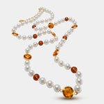 Collana in Metallo con perle e cristalli marroni - BYSIMON gioielli