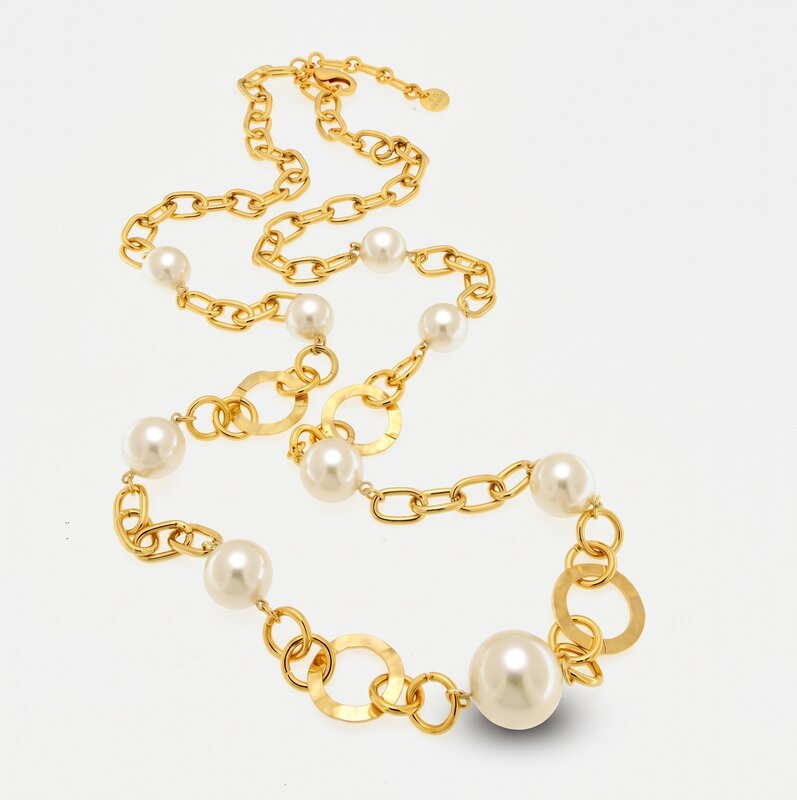 Collana in Metallo con perle e cerchi intrecciati - BYSIMON gioielli