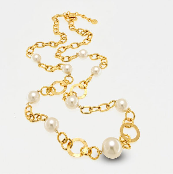 Collana in Metallo con perle e cerchi intrecciati - BYSIMON gioielli