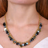 Collana in Metallo con cristalli e targhe martellate