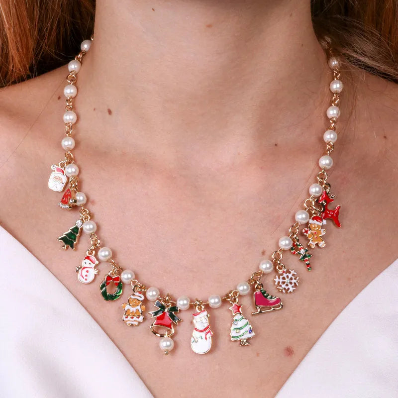Metal Necklace with Christmas Charms