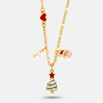 Collana in Metallo con babbo natale e albero di natale