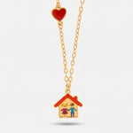 Collana in Metallo con casa, bambini e cuore rosso - BYSIMON gioielli