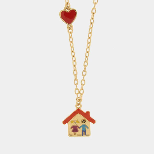 Collana in Metallo con casa, bambini e cuore rosso - BYSIMON gioielli