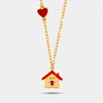 Collana in Metallo con casa, bambina e cuore rosso - BYSIMON gioielli