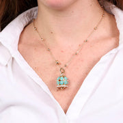 Collana in Metallo con campana a pois verde e zirconi grande