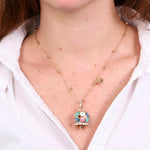 Collana in Metallo con campana a pois multicolor  e zirconi grande - BYSIMON gioielli