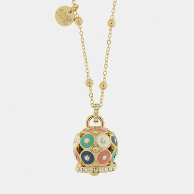 Collana in Metallo con campana a pois multicolor  e zirconi grande - BYSIMON gioielli