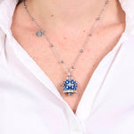 Collana in Metallo con campana a pois blu  e zirconi grande - BYSIMON gioielli