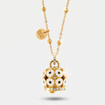 Collana in Metallo con campana a pois bianchi  e zirconi grande - BYSIMON gioielli