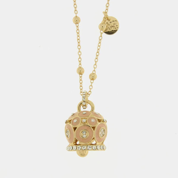 Collana in Metallo con campana a pois rosa  e zirconi grande - BYSIMON gioielli