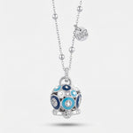 Collana in Metallo con campana a pois blu e azzurro  e zirconi grande - BYSIMON gioielli