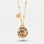 Collana in Metallo con campana  e zirconi multicolor grande - BYSIMON gioielli