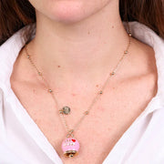 Collana in Metallo con campana rosa e scritta Capri