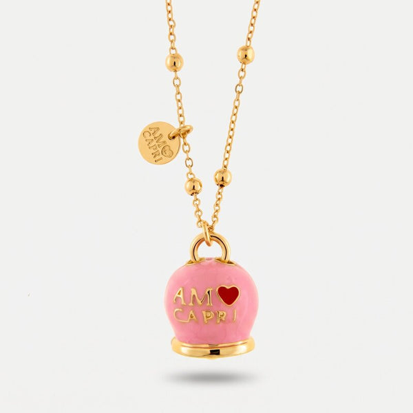 Collana in Metallo con campana rosa e scritta Capri - BYSIMON gioielli