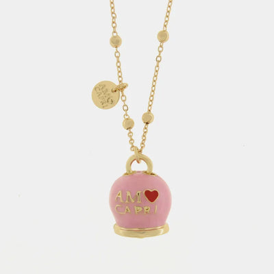 Collana in Metallo con campana rosa e scritta Capri - BYSIMON gioielli
