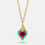Collana in Metallo con cuore rosso e contorno verde - BYSIMON gioielli
