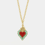 Collana in Metallo con cuore rosso e contorno verde - BYSIMON gioielli
