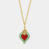Collana in Metallo con cuore rosso e contorno verde