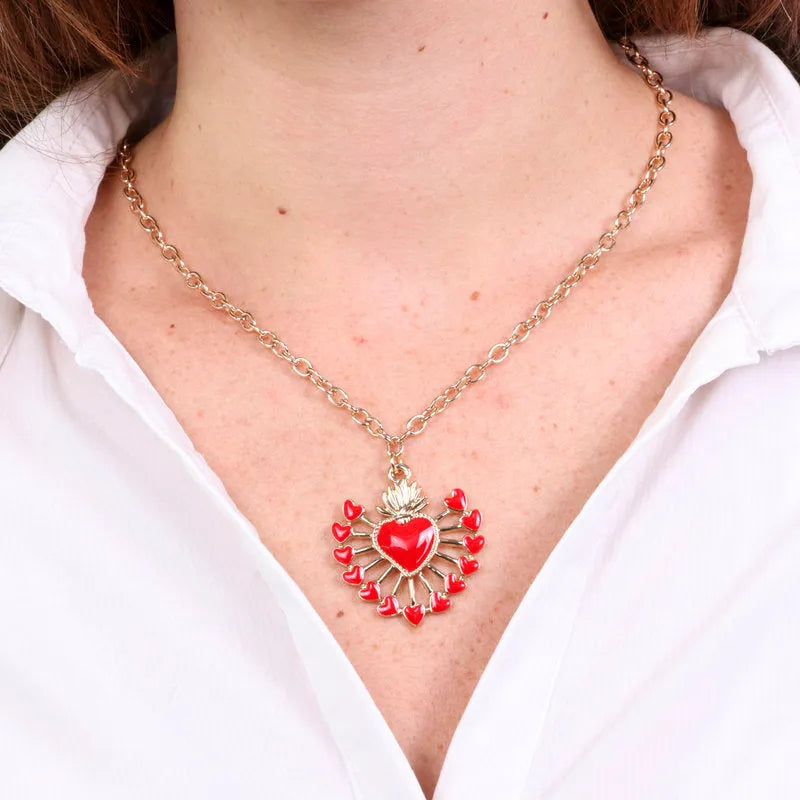 Collana in Metallo con cuore rosso - BYSIMON gioielli