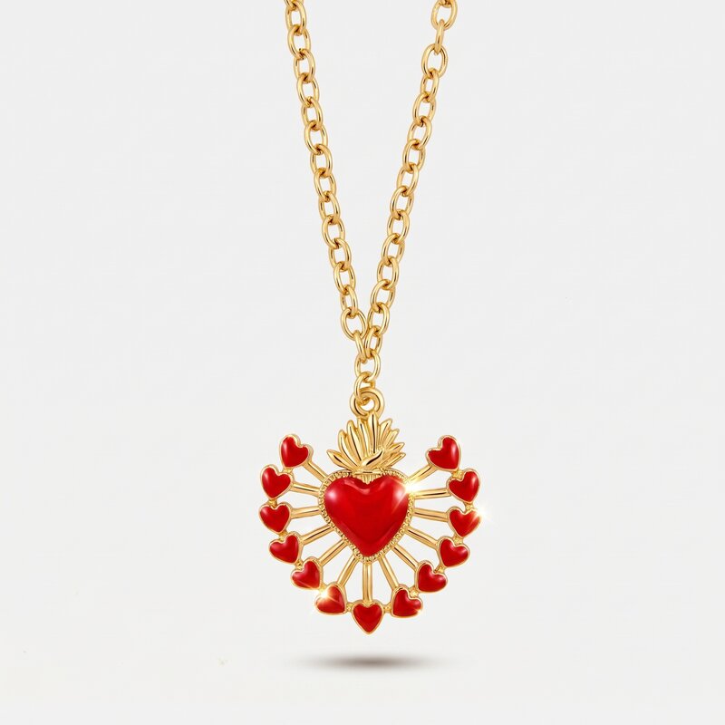 Collana in Metallo con cuore rosso - BYSIMON gioielli