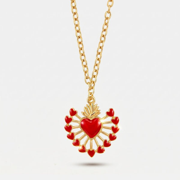 Collana in Metallo con cuore rosso - BYSIMON gioielli
