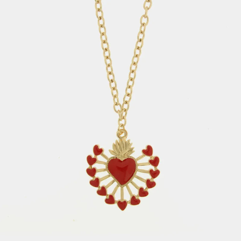 Collana in Metallo con cuore rosso - BYSIMON gioielli