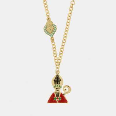 Collana in Metallo Con San Gennaro e cuore AMONAPOLI - gioiello BySimon