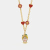 Collana in Metallo con Testa di Moro gialla cuori e fiori