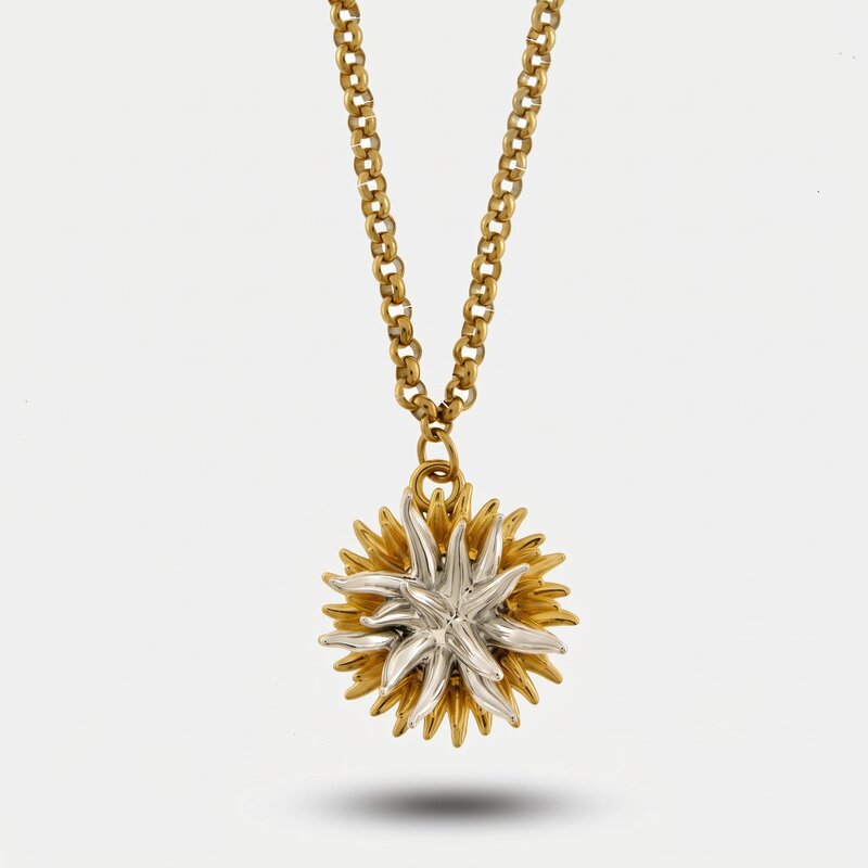 Collana in Metallo con riccio di mare placcato oro e argento - BYSIMON gioielli