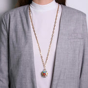 Collana in Metallo  con campana a fiori multicolor